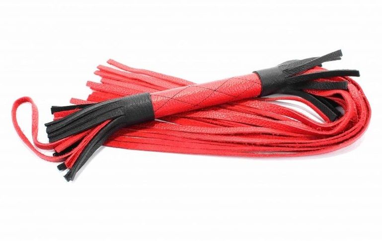 Красно-черная плетка из натуральной кожи - 60 см. 1