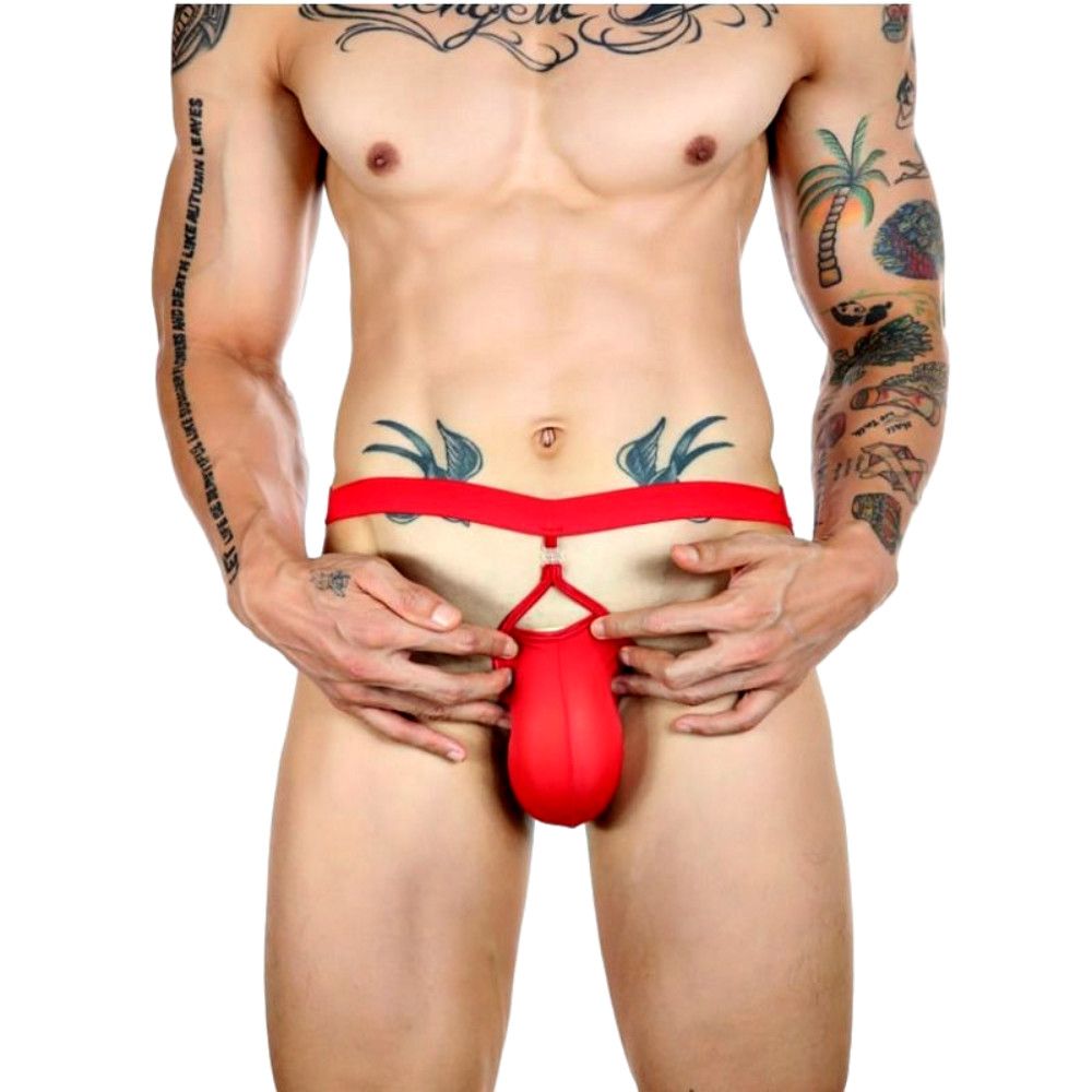 Красные сексуальные трусы-джоки на тонких ремешках 2