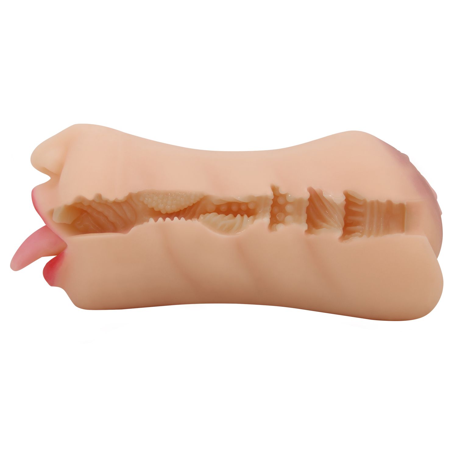 Телесный двусторонний мастурбатор Sarah - ротик и вагина 6