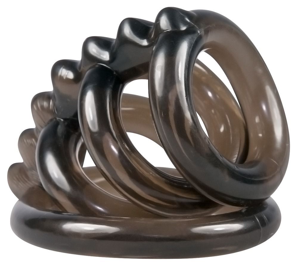 Дымчатая стимулирующая насадка на пенис из 4 колец - 6,5 см. 2