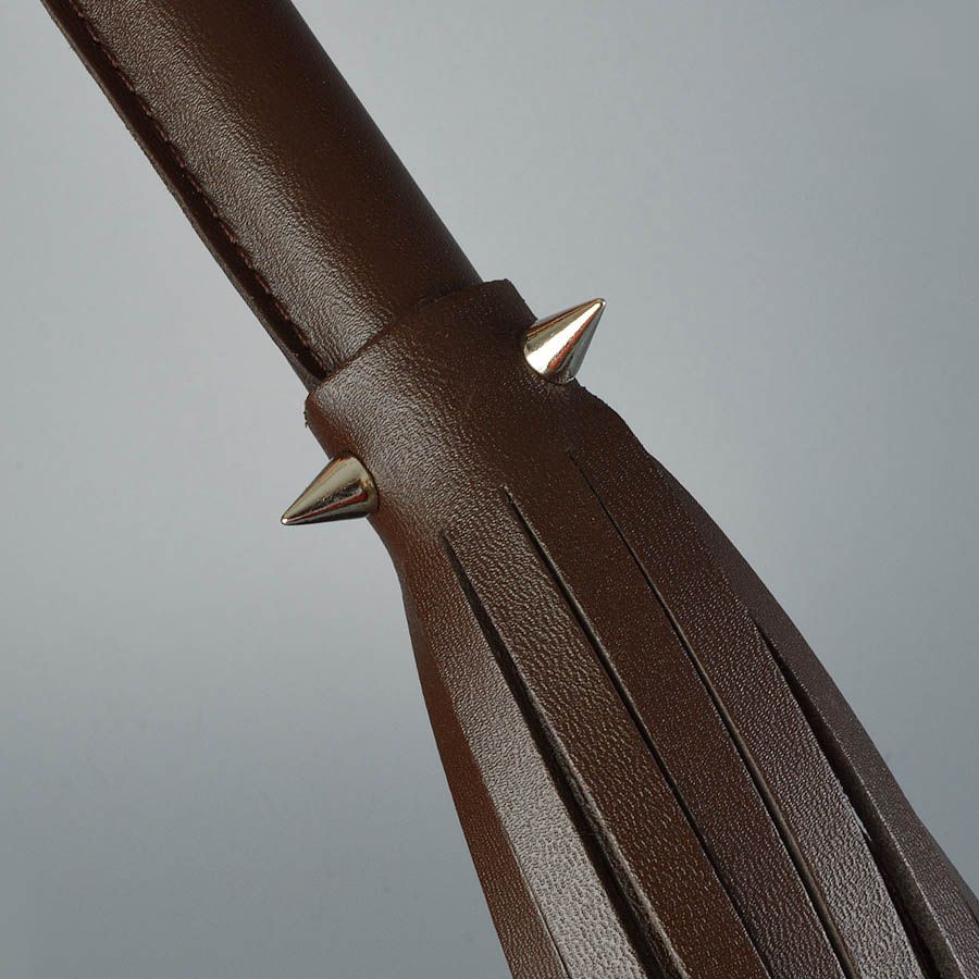 Коричневая кожаная плеть с шипами - 55 см. 3