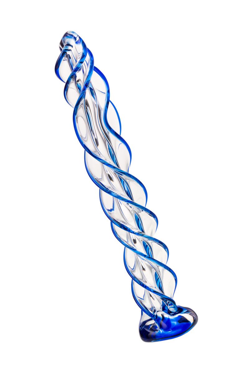 Прозрачный спиралевидный стимулятор из стекла - 18,5 см. 2