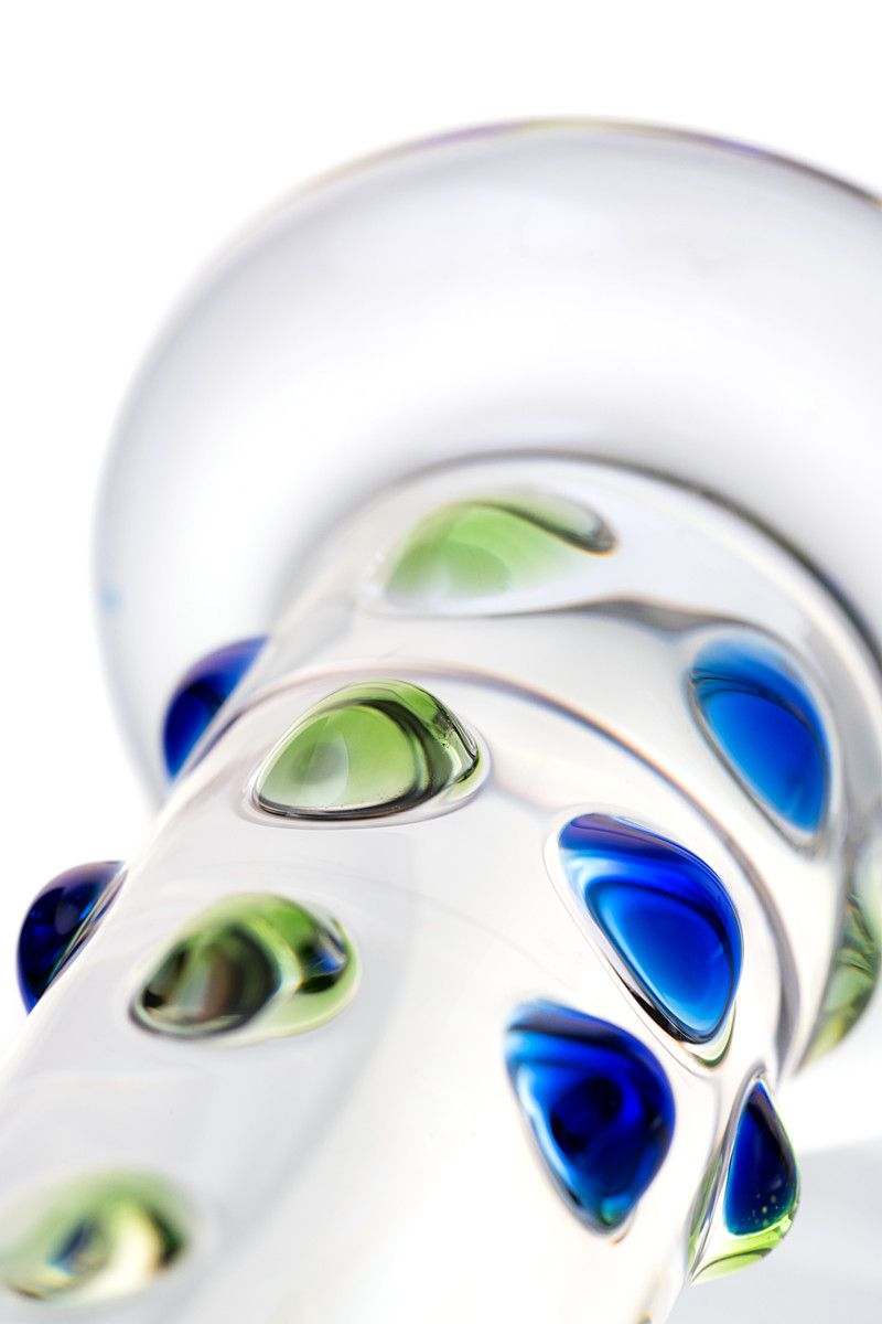 Стеклянный фаллос с цветными бусинами - 18 см. 3