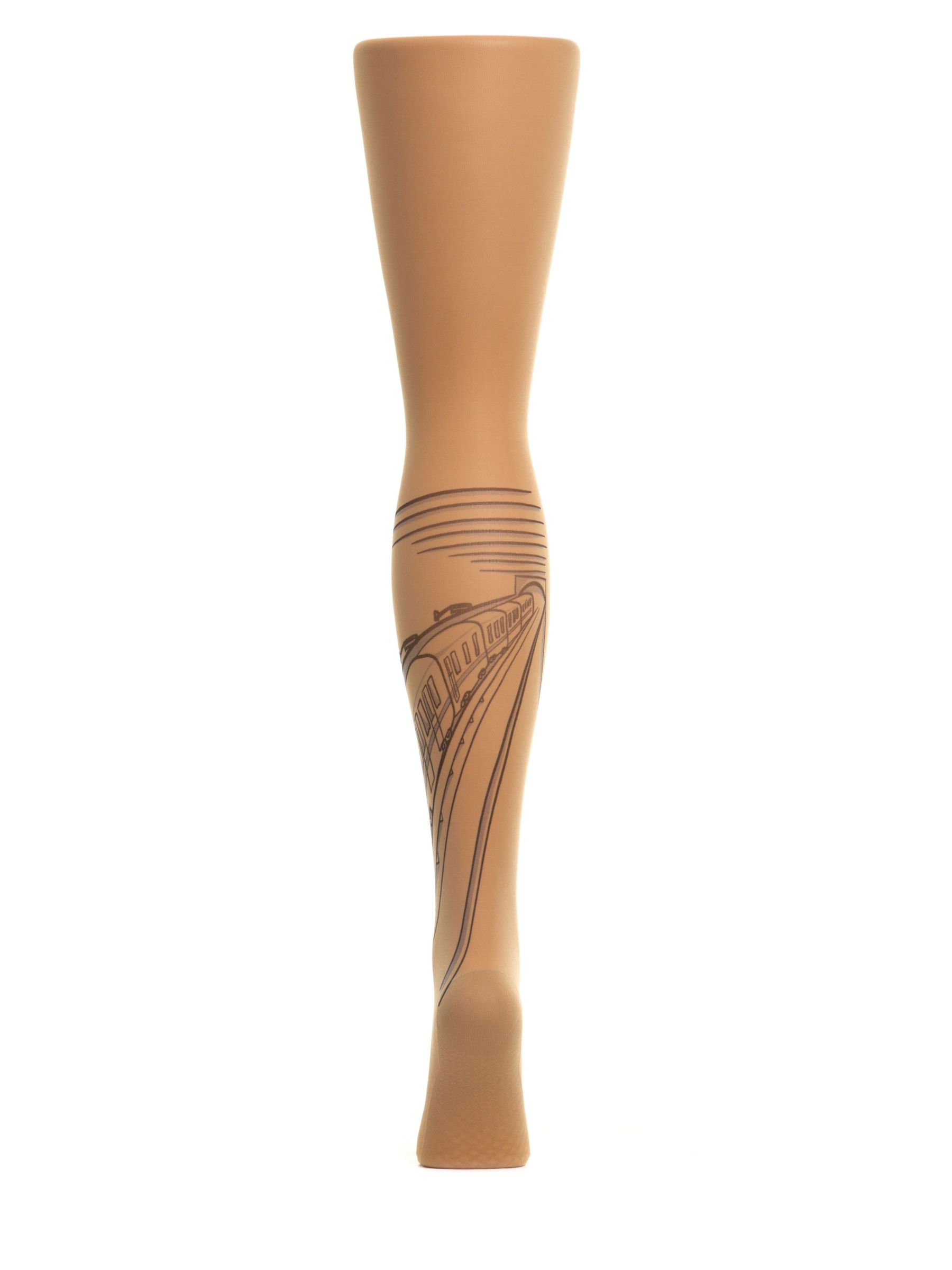 Колготки с принтом в виде метро на левой ножке 4