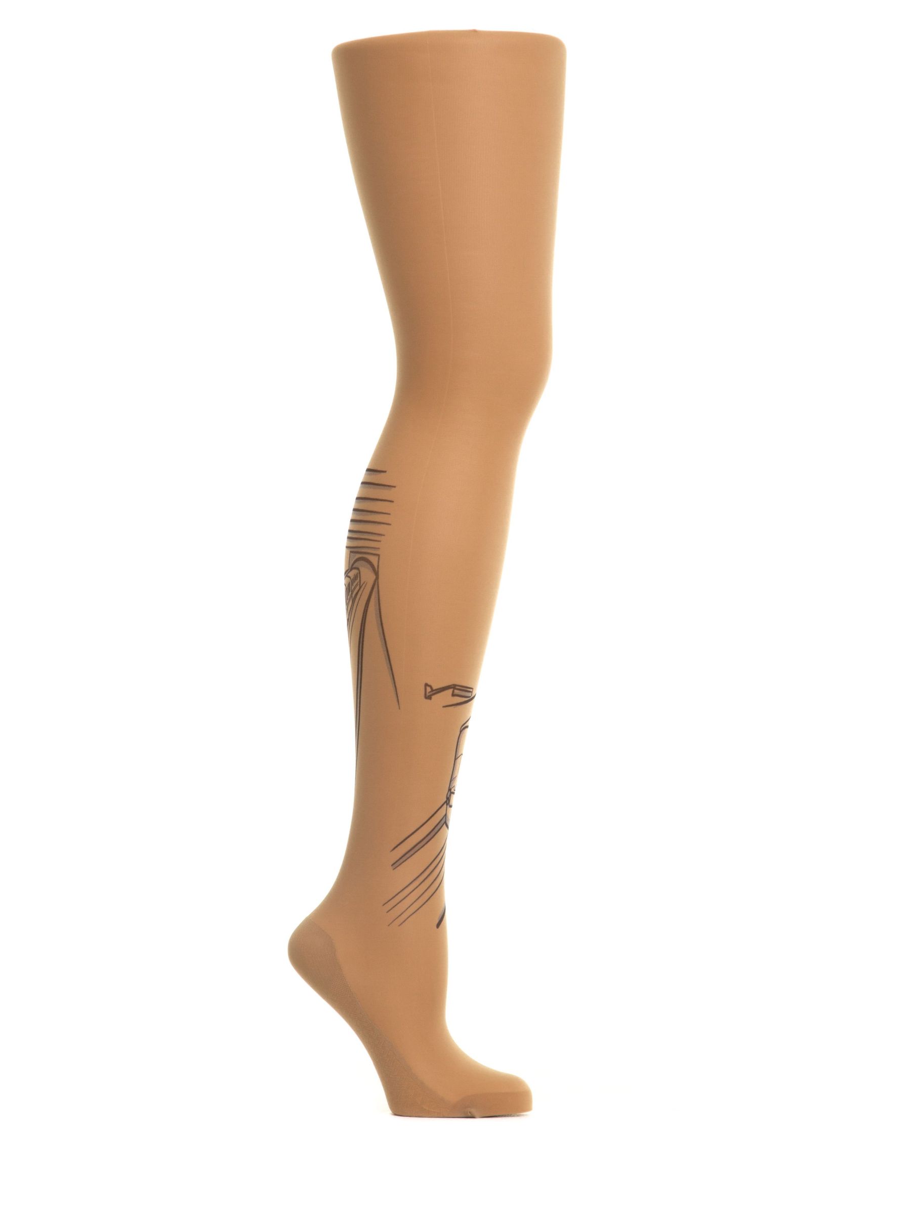 Колготки с принтом в виде метро на левой ножке 6