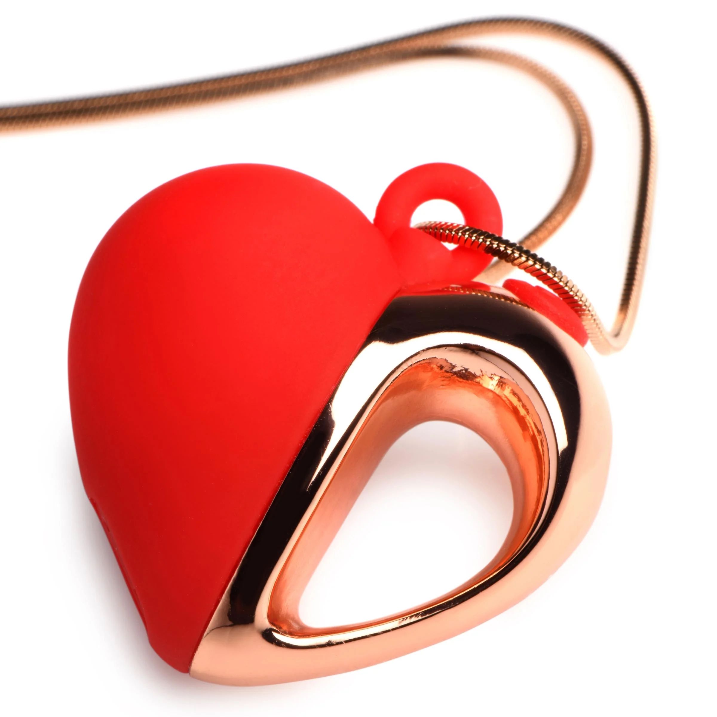 Красное ожерелье с подвеской-вибратором 10X Vibrating Silicone Heart Necklace 2