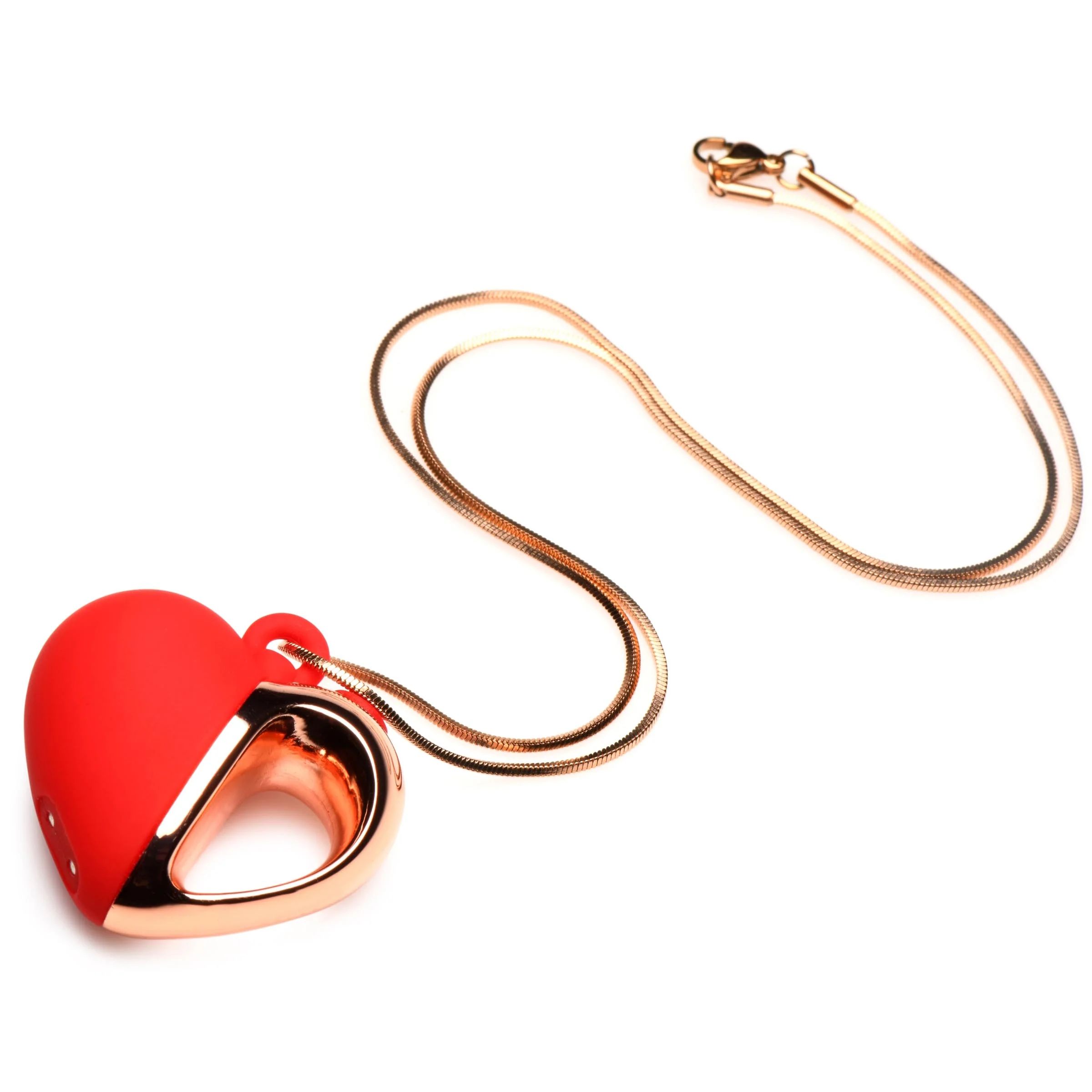 Красное ожерелье с подвеской-вибратором 10X Vibrating Silicone Heart Necklace 1