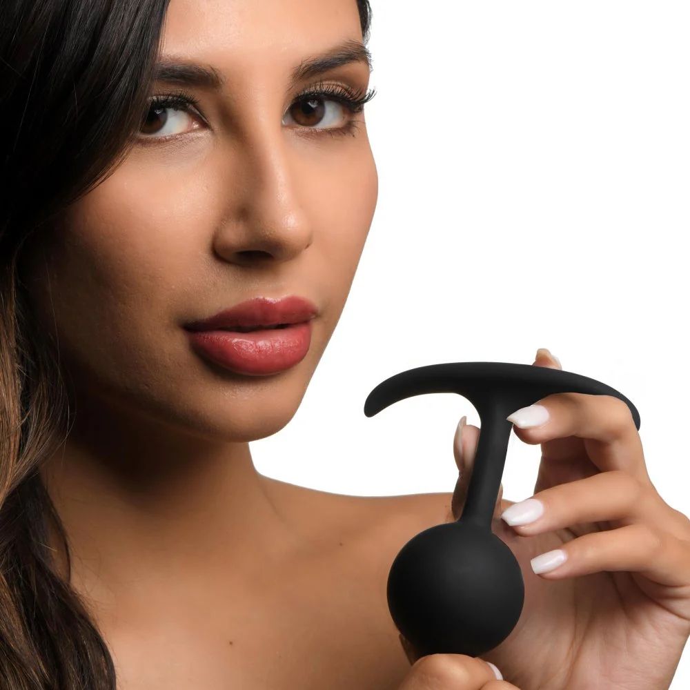 Черная анальная пробка с утяжелением Premium Silicone 3.9" Weighted Round Plug - 9,9 см. 3