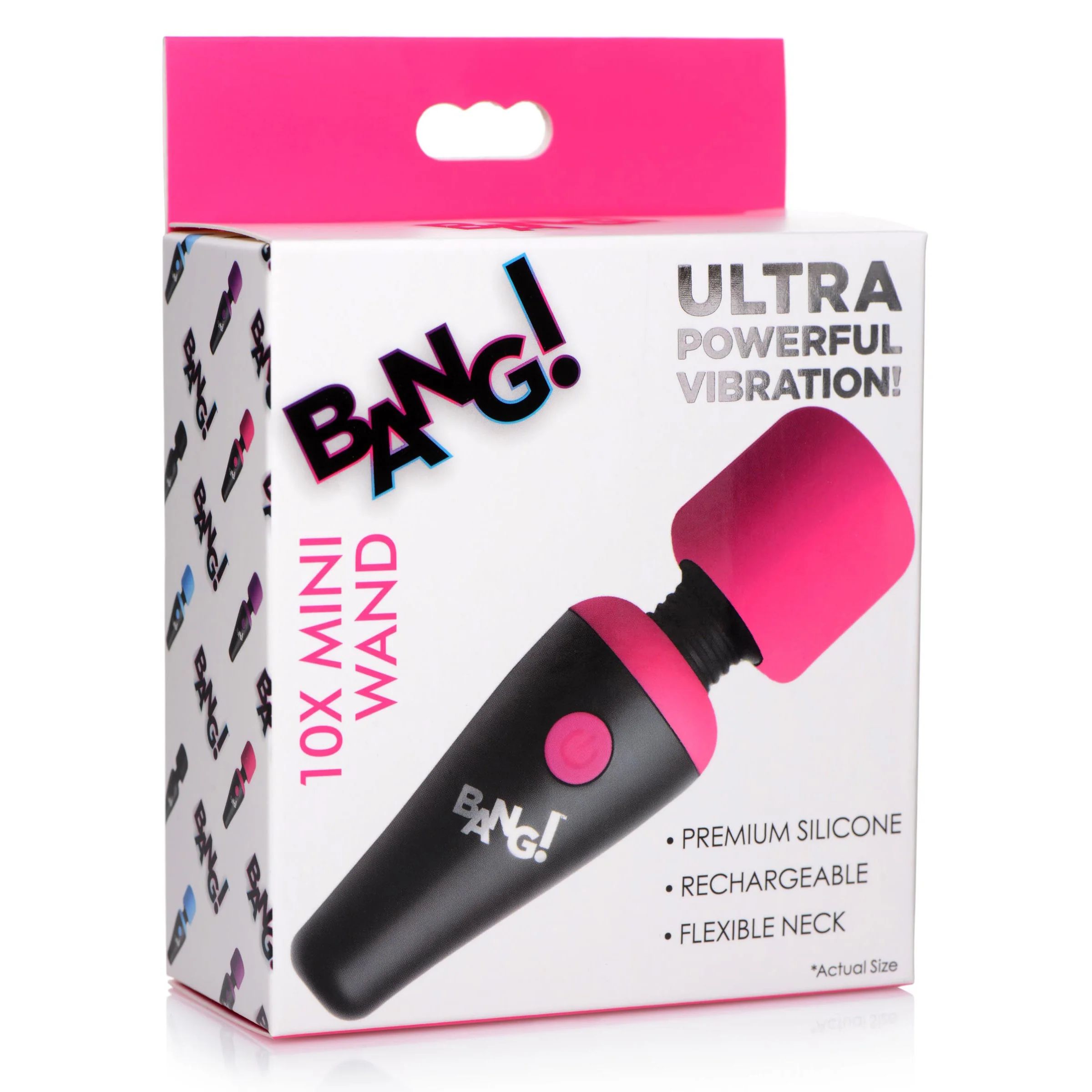 Розово-черный мини-вибромассажер 10X Vibrating Mini Silicone Wand 3