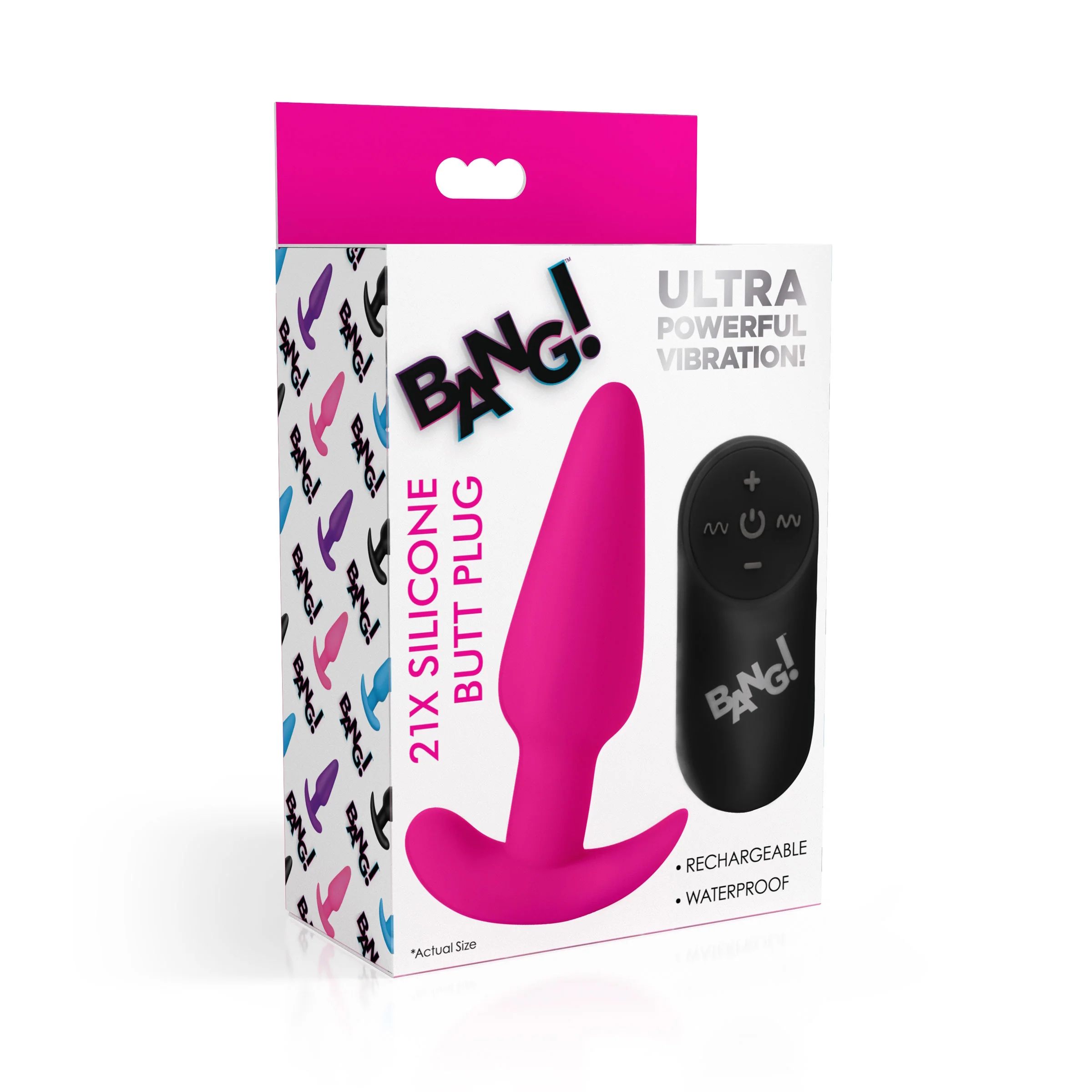 Розовая анальная вибропробка с пультом ДУ 21X Remote Control Vibrating Silicone Butt Plug - 10,4 см. 5