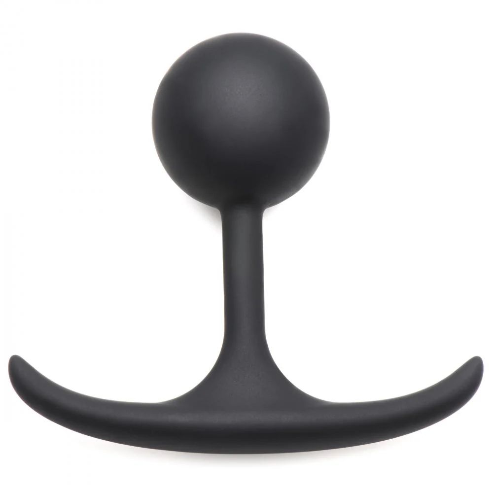 Черная анальная пробка с утяжелением Premium Silicone 3.3" Weighted Round Plug - 8,4 см. 1