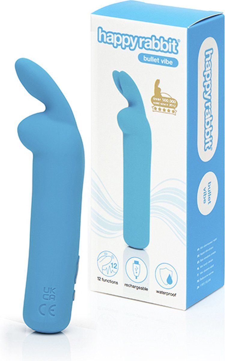Голубая вибропуля с ушками Rechargeable Rabbit Ears Bullet Vibrator 3