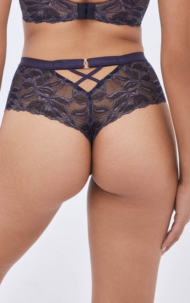 Темно-синие трусики-стринги с высокой талией Glow 1