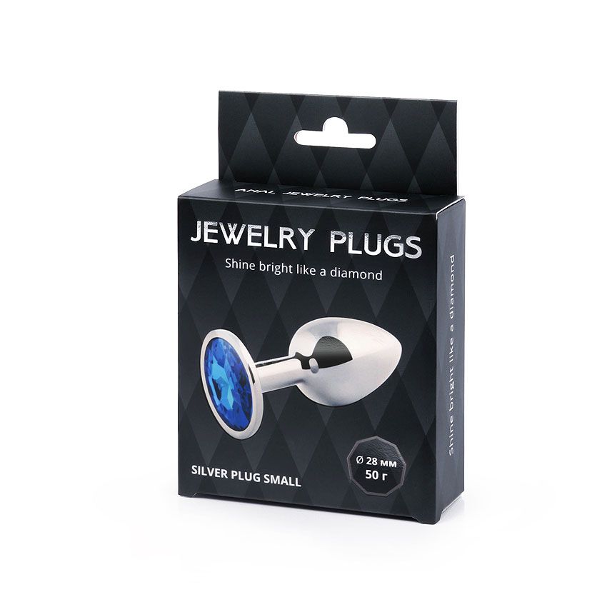 Анальное украшение SILVER PLUG SMALL с синим кристаллом - 7,2 см. 3