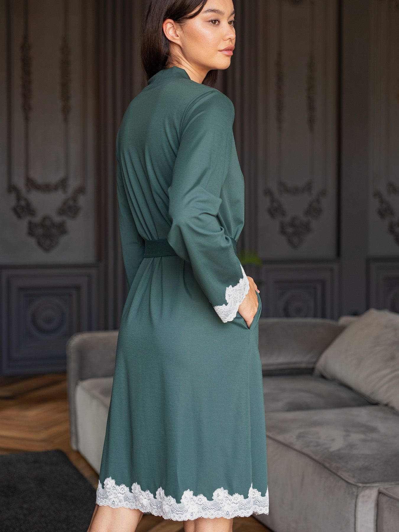 Женский домашний халат длины миди 2