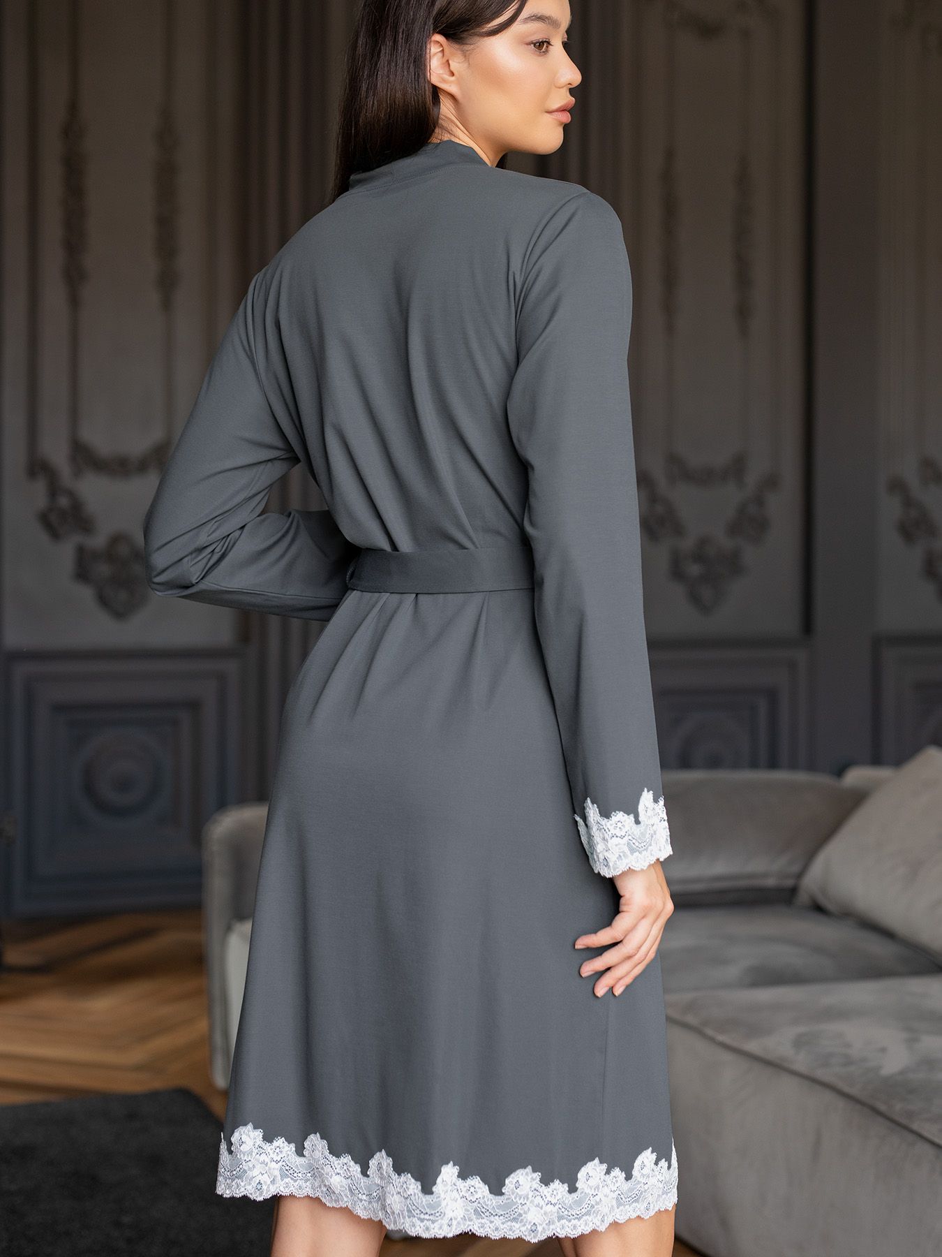 Женский домашний халат длины миди 5