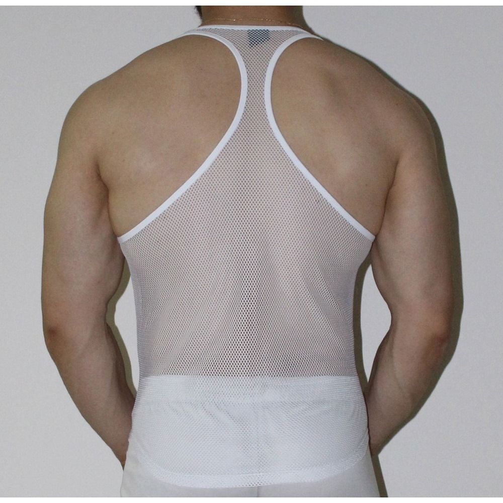 Белая мужская сетчатая майка 2