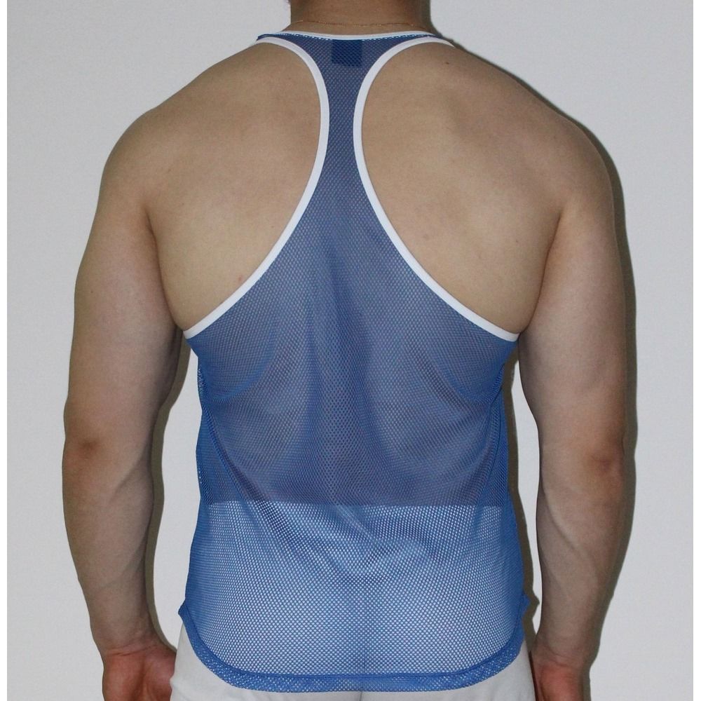 Синяя мужская сетчатая майка 2