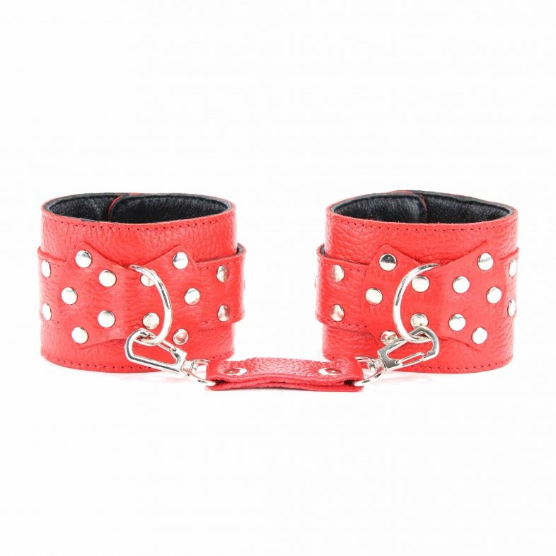 Красные кожаные наручники 2