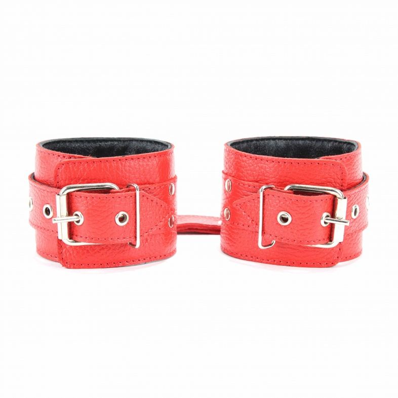 Красные кожаные наручники 3