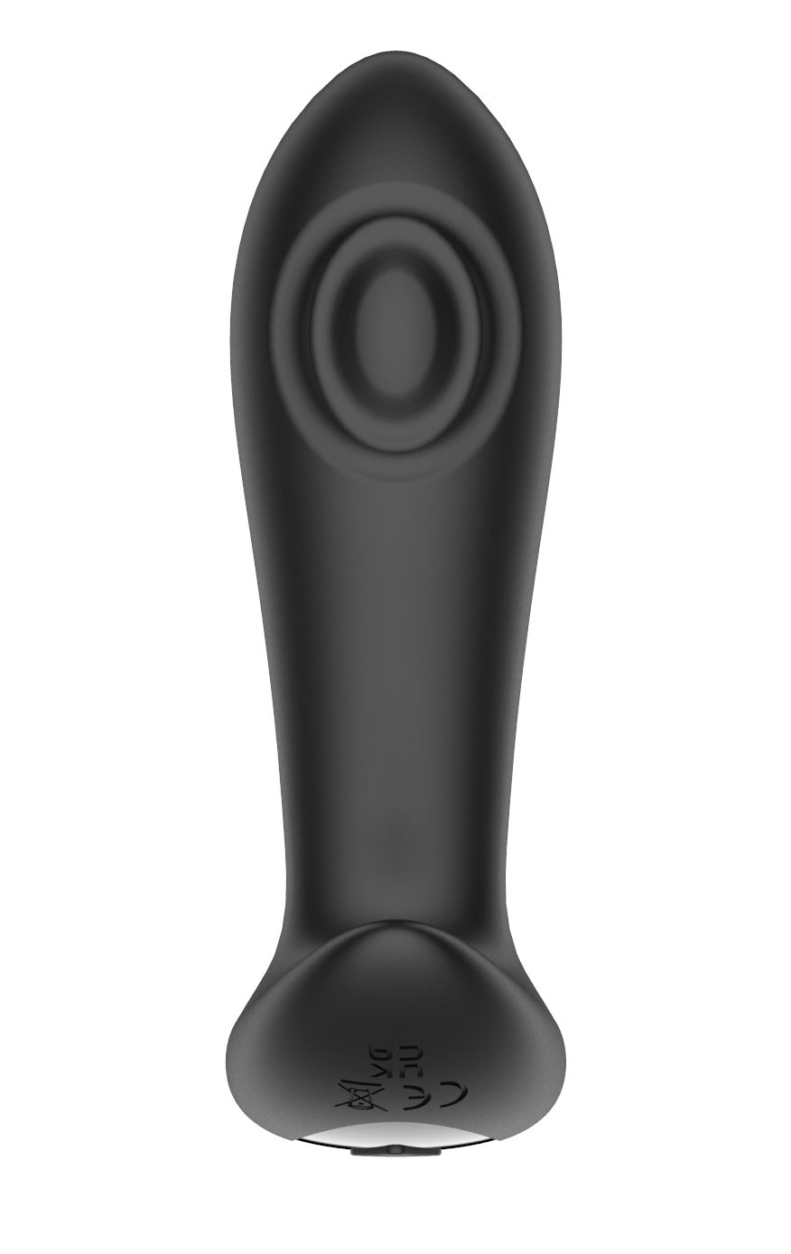 Черный массажер простаты с вибрацией, эффектом маятника и пультом ДУ 4