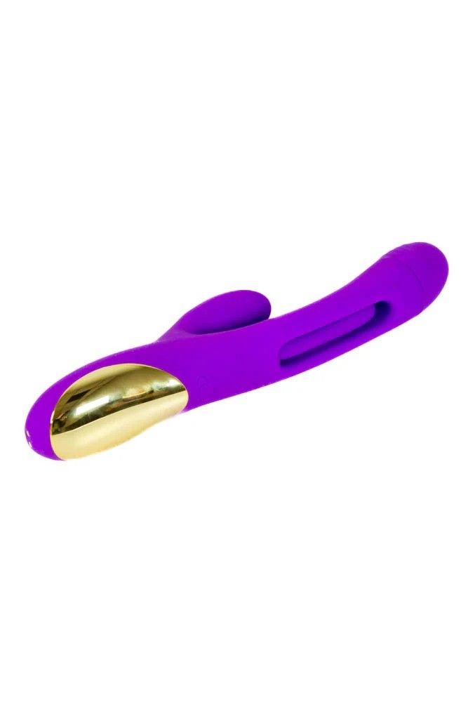 Фиолетовый вибратор-кролик с функцией фингеринга - 25 см. 4