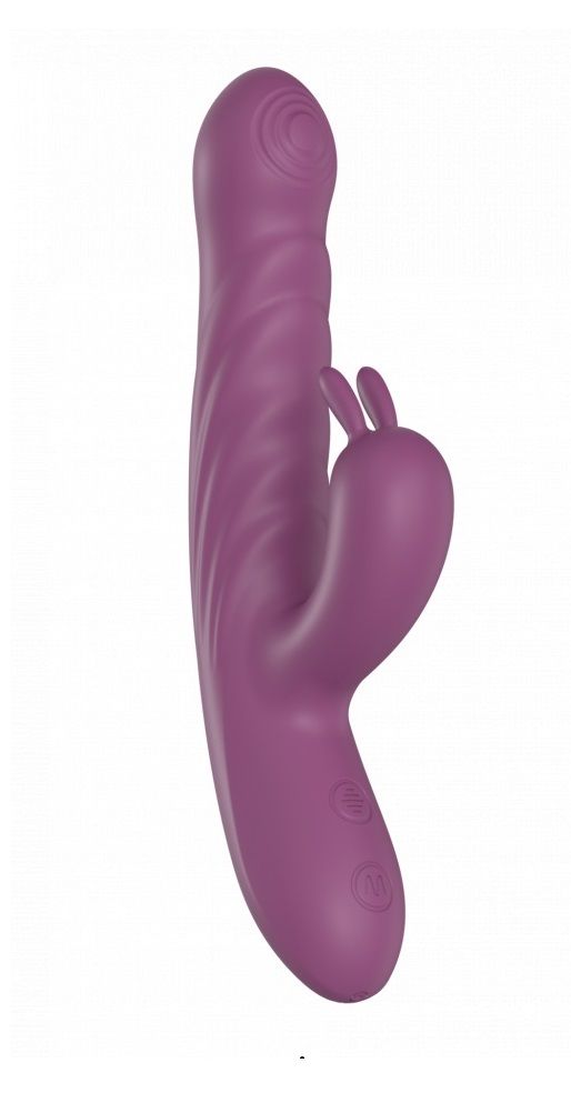 Фиолетовый силиконовый вибратор-кролик с фрикциями - 22 см. 1