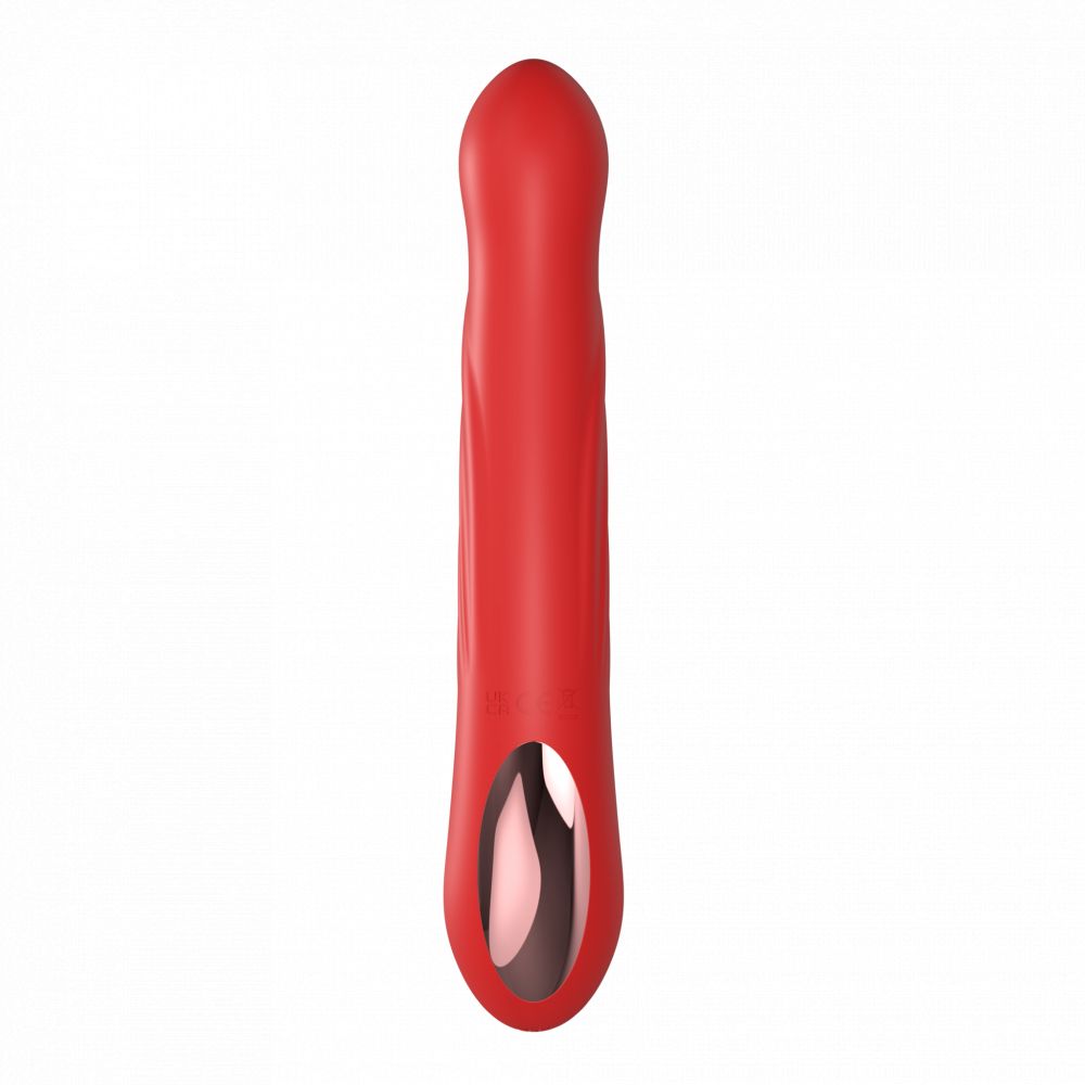 Красный силиконовый вибратор-кролик с фрикциями - 22 см. 3