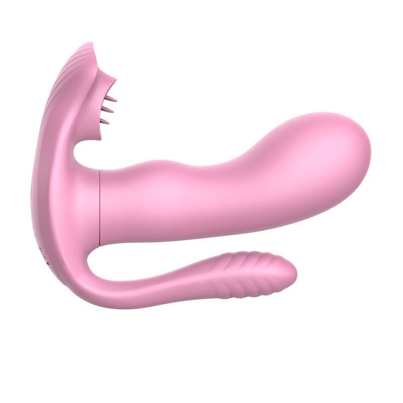 Розовый женский тройной вибростимулятор 2