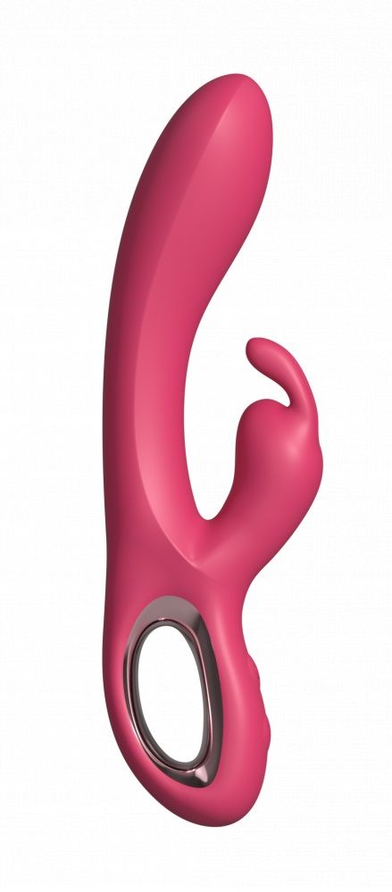 Малиновый силиконовый вибратор-кролик - 22 см. 1