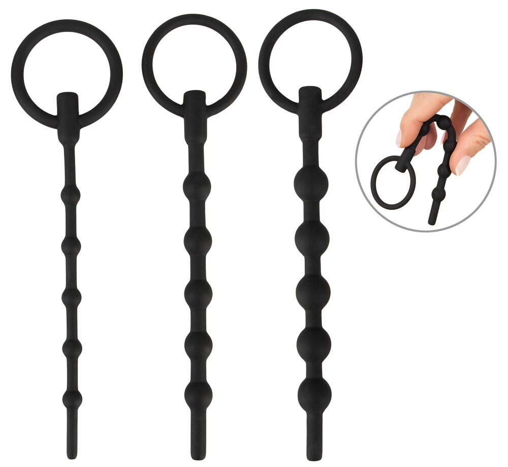 Набор из 3 черных силиконовых уретральных стимуляторов Training Set 3