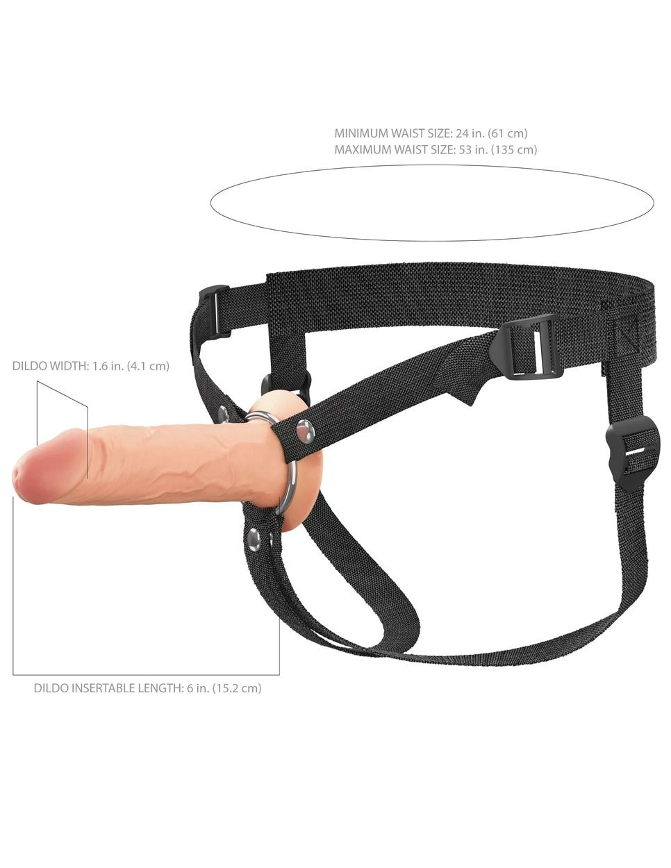 Полый страпон на ремнях 6’’ Hollow Silicone Strap-on 4
