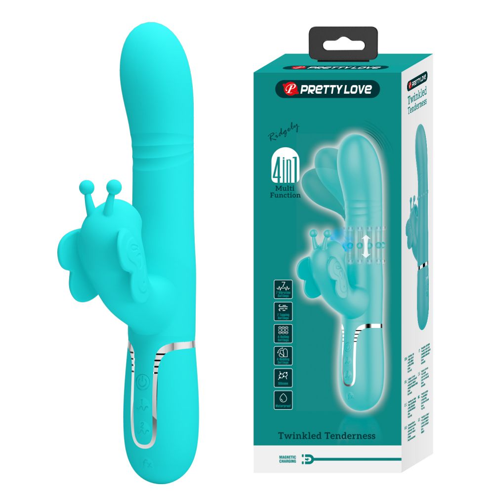 Аквамариновый вибратор-кролик Ridgely - 22,6 см. 10