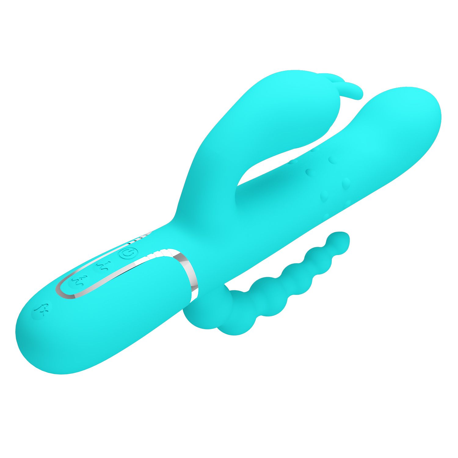 Аквамариновый вибратор для тройной стимуляции Cammy - 22,2 см. 5