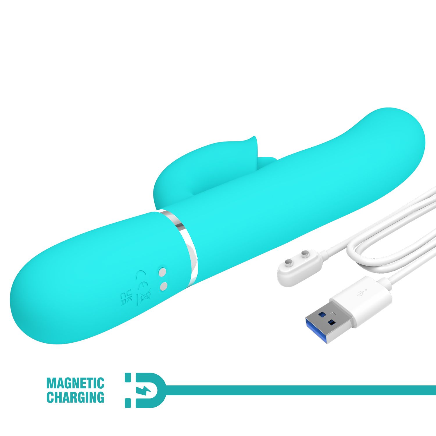 Аквамариновый вибратор-кролик с пульсацией Gigi - 22,8 см. 9