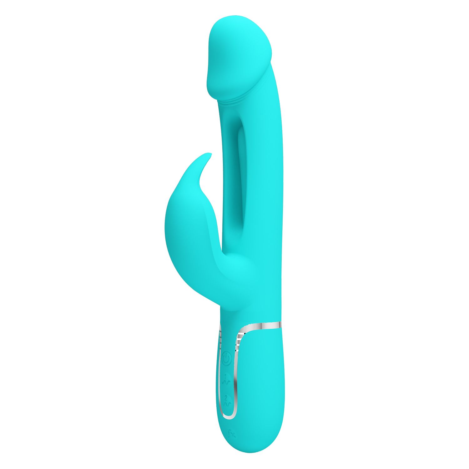 Аквамариновый вибратор-кролик с функцией фингеринга Kampas - 23,2 см. 1