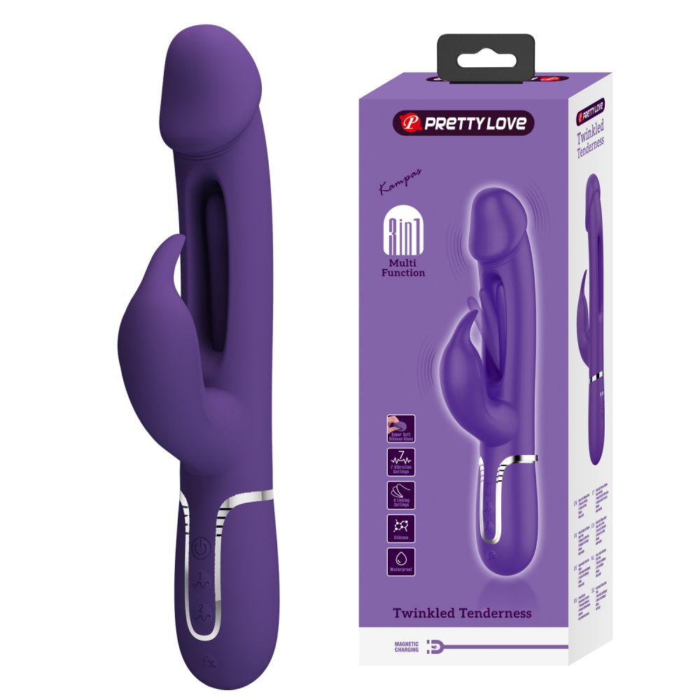 Сливовый вибратор-кролик с функцией фингеринга Kampas - 23,2 см. 10