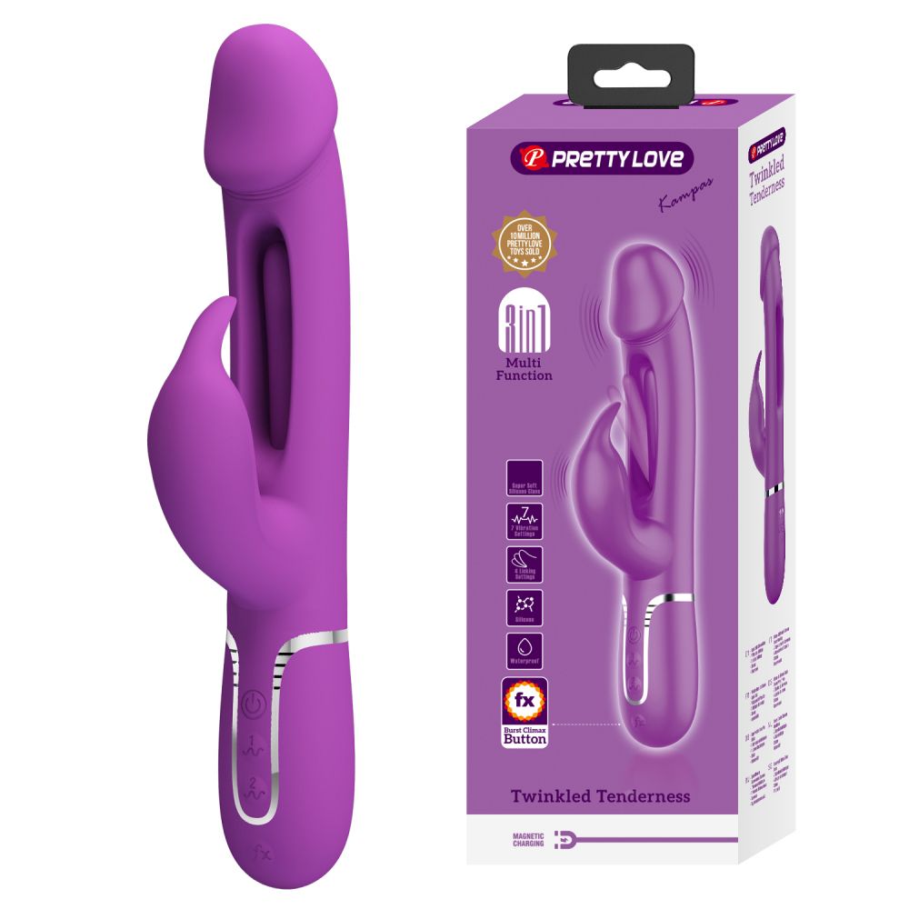 Фиолетовый вибратор-кролик с функцией фингеринга Kampas - 23,2 см. 10