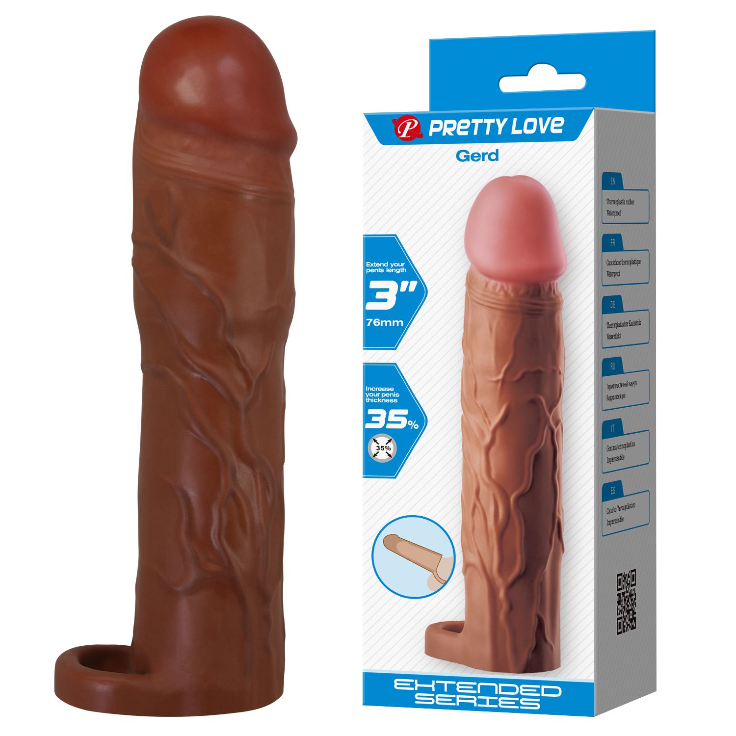 Коричневая насадка на пенис Gerd - 19,5 см. 2