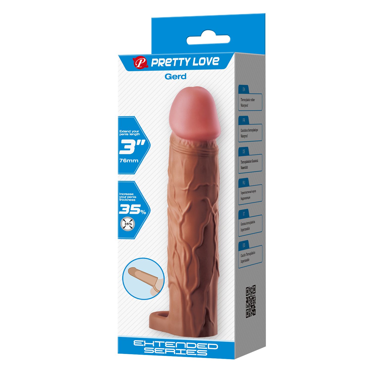 Коричневая насадка на пенис Gerd - 19,5 см. 3