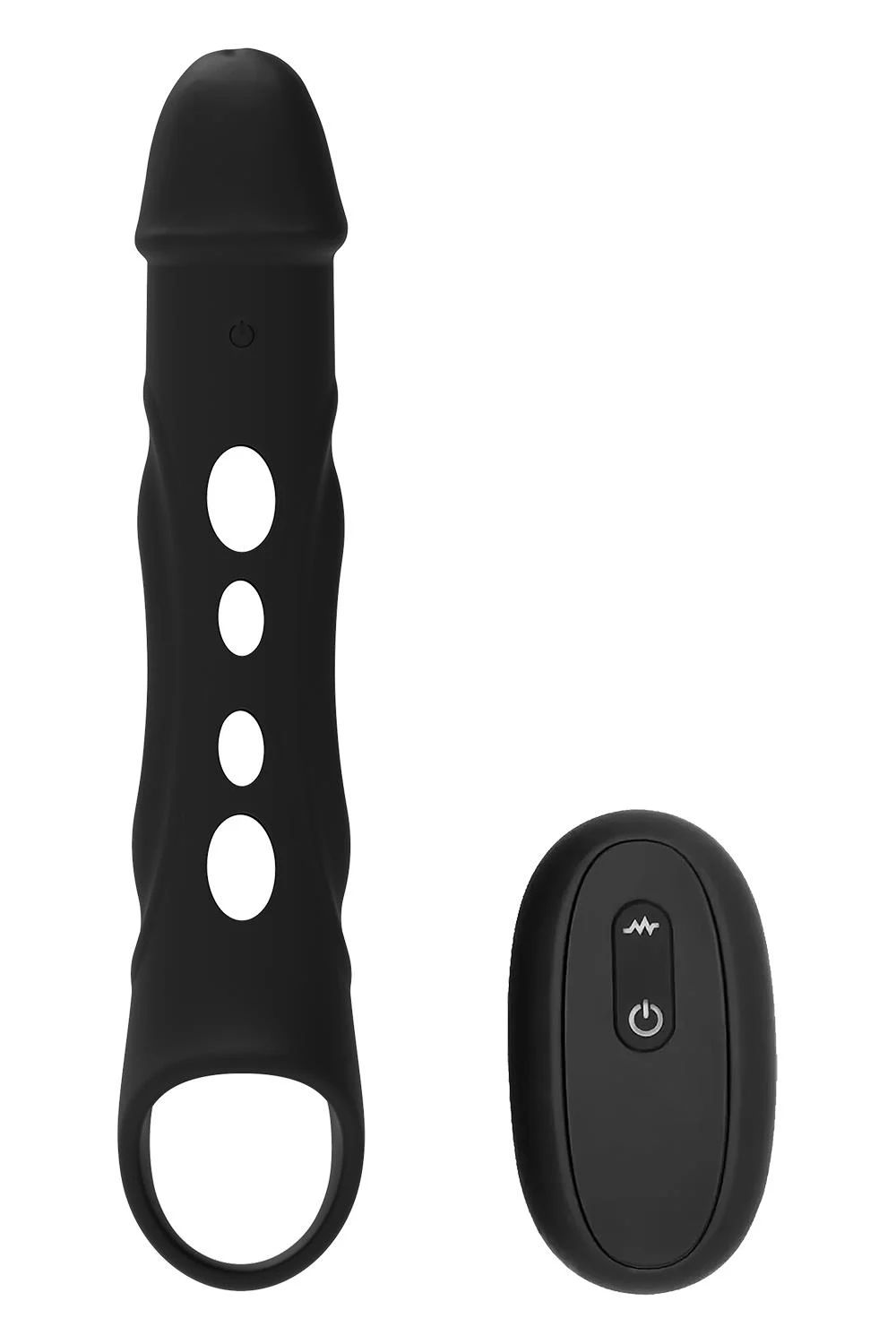 Черная насадка-удлинитель Vibrating Extender With Remote с вибрацией 1