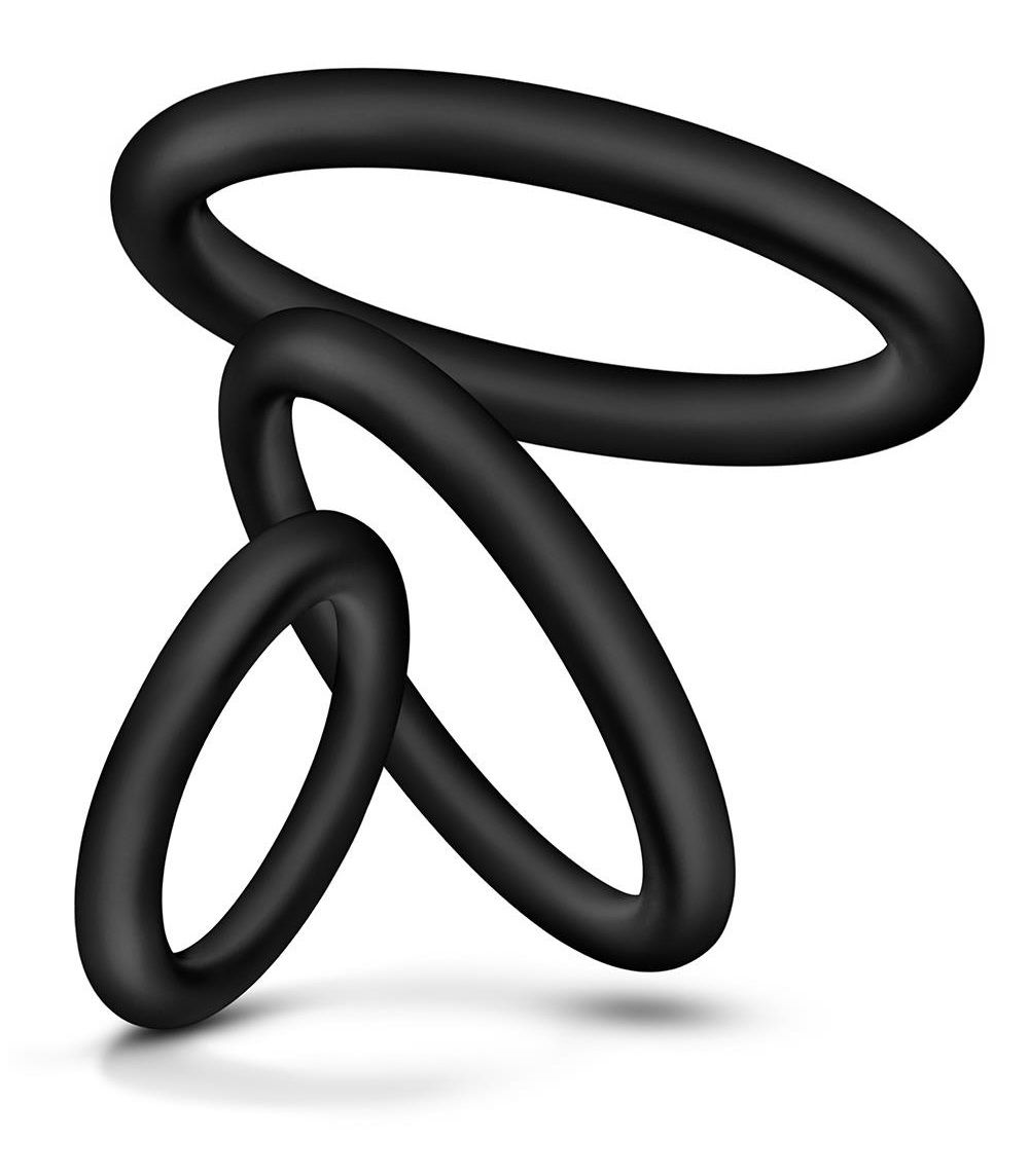 Набор из 3 черных эрекционных колец Cock Ring Set 3