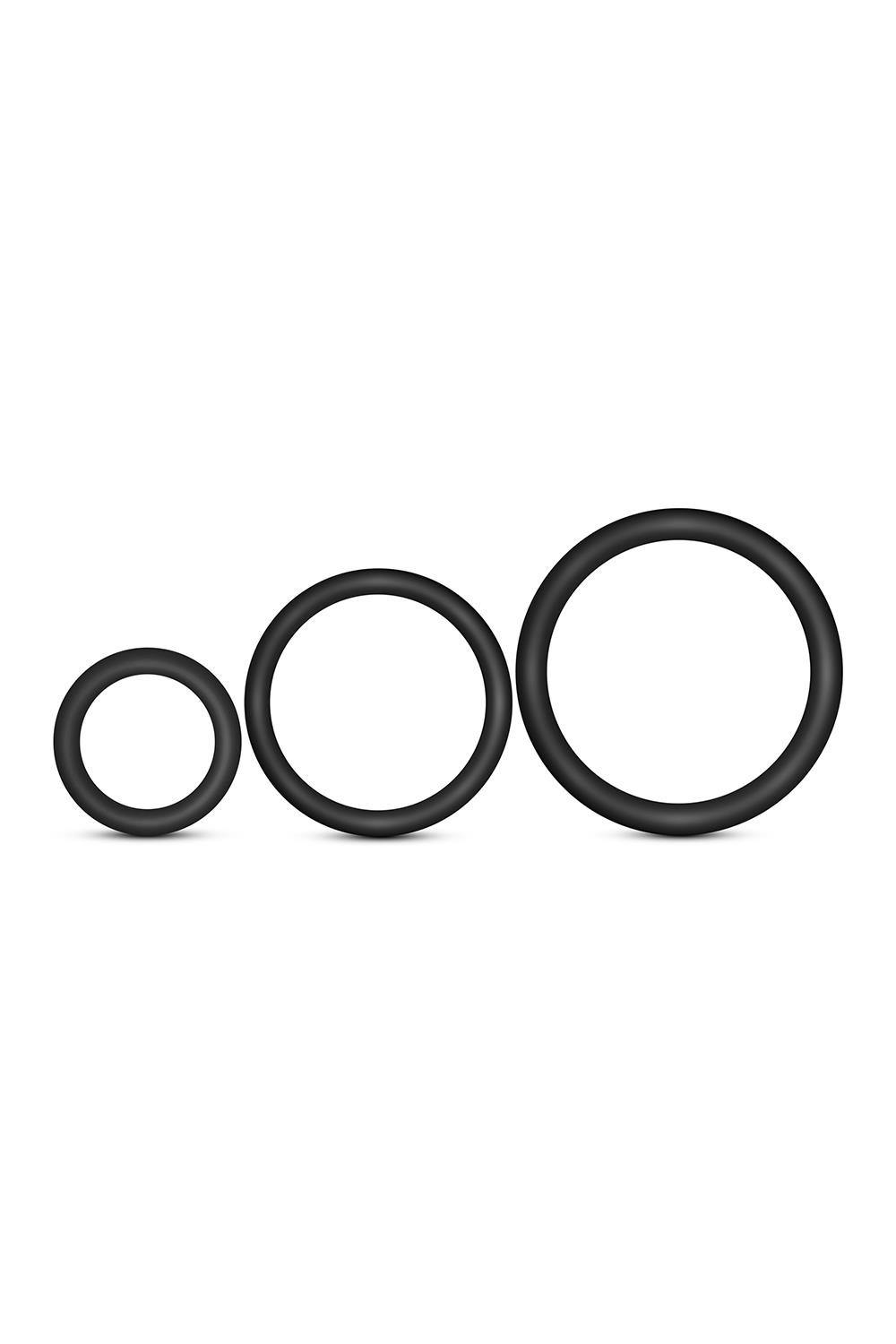 Набор из 3 черных эрекционных колец Cock Ring Set 1