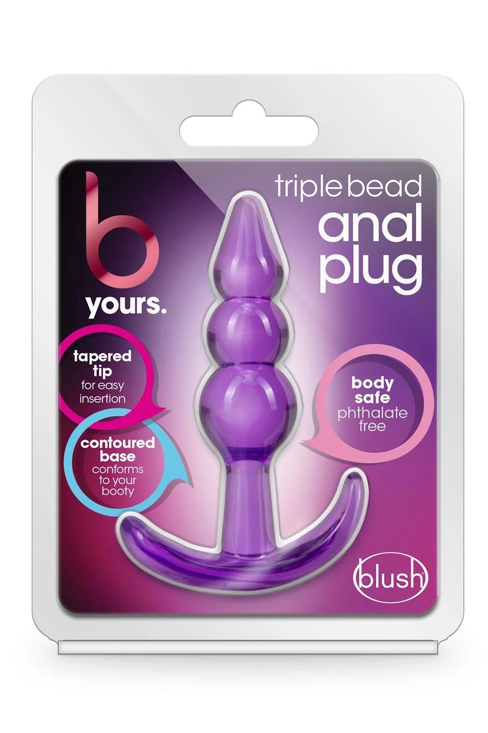 Фиолетовый анальный стимулятор Triple Bead Anal Plug - 9 см. 2