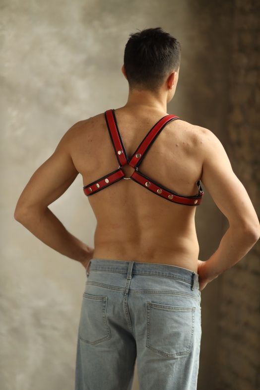 Черно-красная мужская портупея Black-Red 2