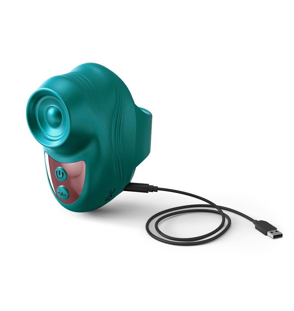 Зеленый клиторальный стимулятор на палец Kisscool 2