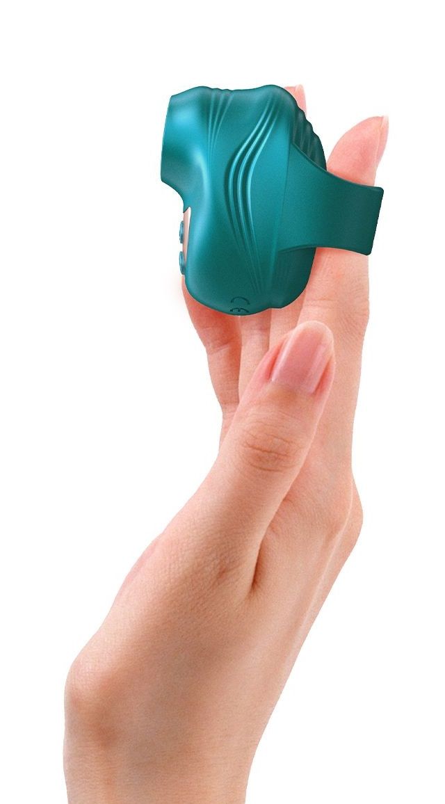 Зеленый клиторальный стимулятор на палец Kisscool 4