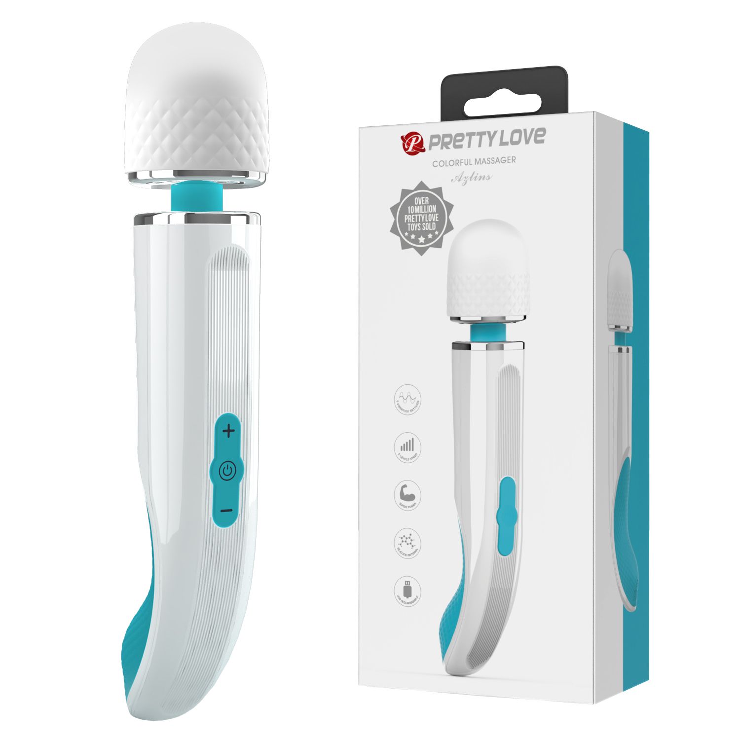 Белый wand-вибратор Azlins - 24 см. 2