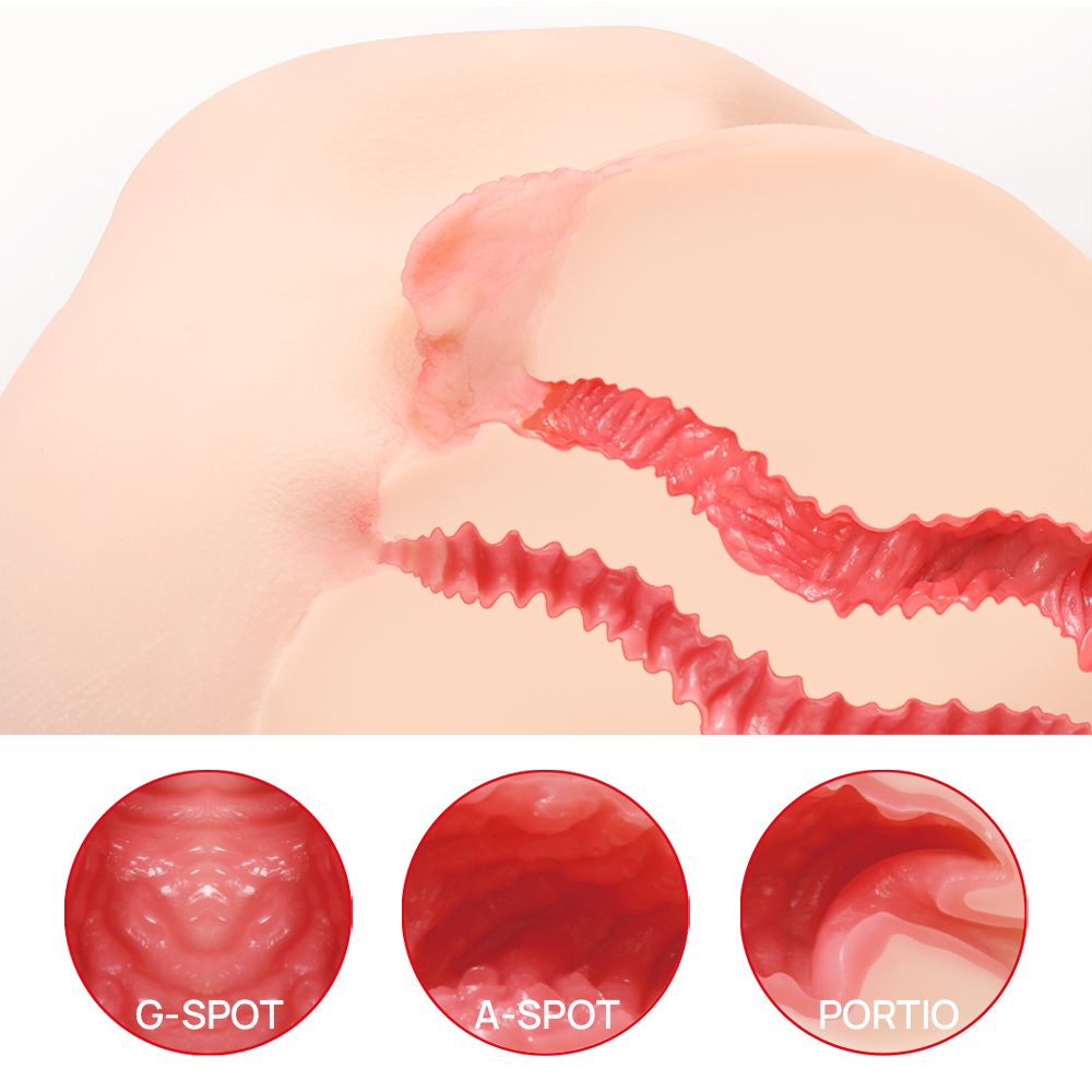 Телесный полуторс с двойным слоем материала и вибрацией Vanilla Onahole Real Vagina 7