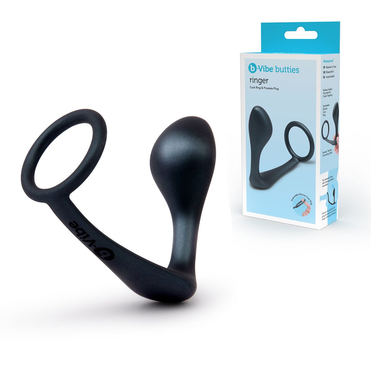 Черное эрекционное кольцо со стимулятором простаты Ringer Cock Ring & Plug 2